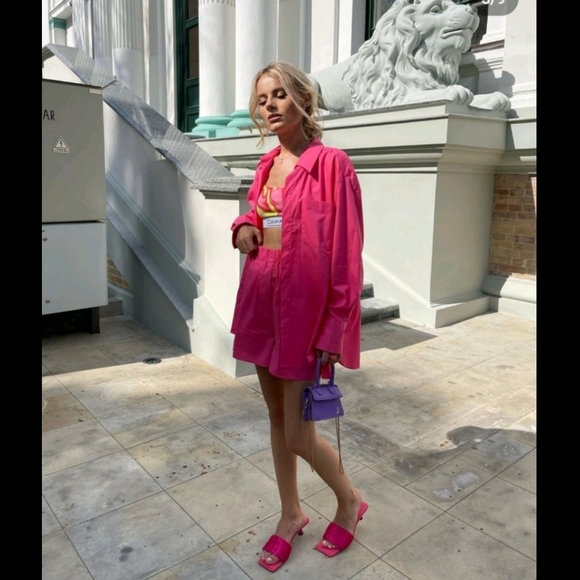 Zara* Heeled Sandal Pink Quilted - Picture 2 of 7